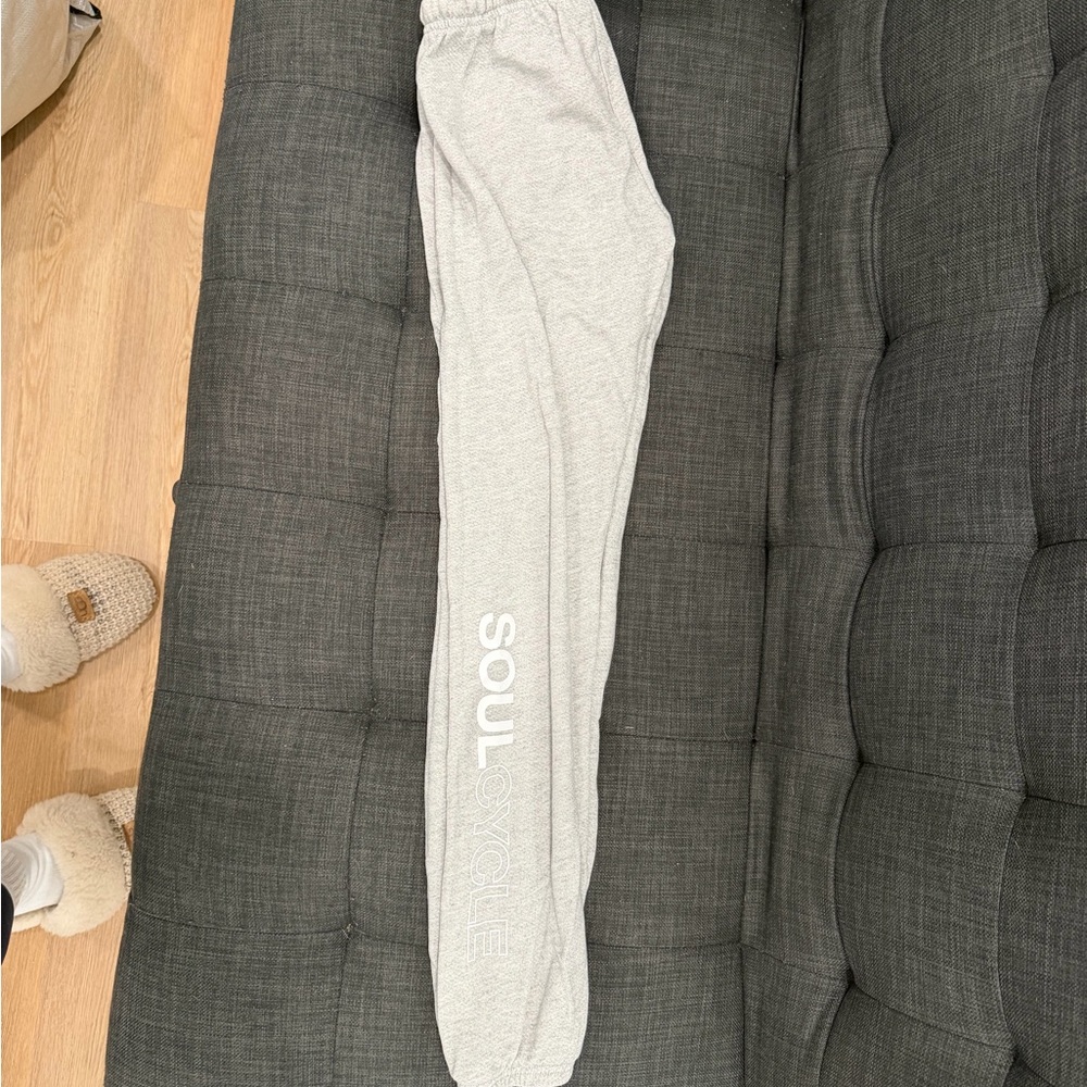 soulcycle Light Gray jogger sweatpants with White Logo Accent size small - Picture 2 of 4